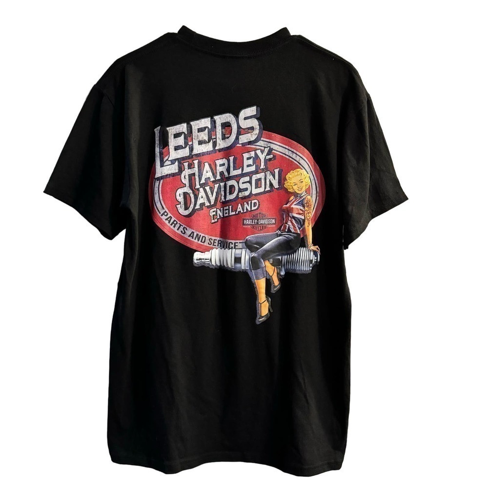 Harley Davidson Leeds England Graphic Tee Black Size Medium
